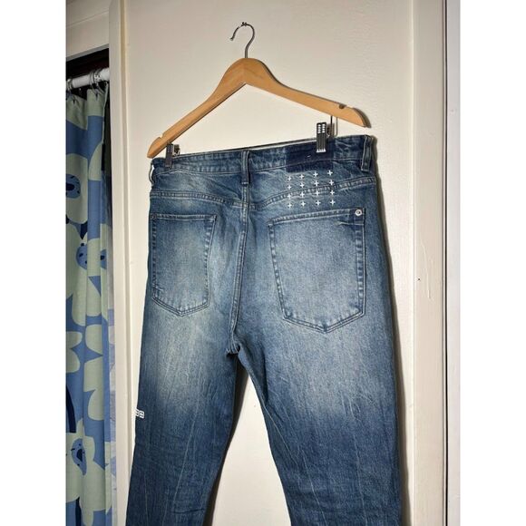 Ksubi Men Jean 36 Blue Van Winkle High Rage Distressed Patch Skinny Denim - Picture 5 of 8